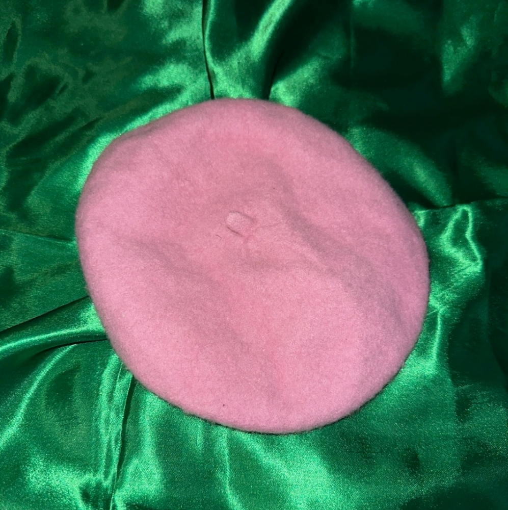 Girls Kids Pink Beret 100% Wool Size Small
